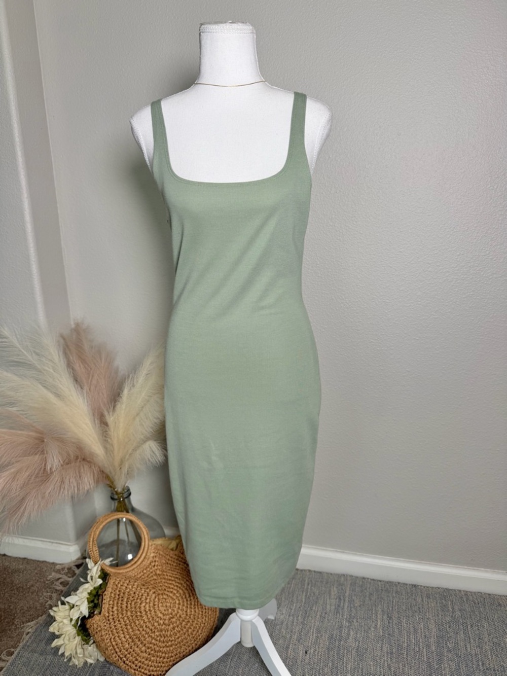 Zara - Sleeveless Sage Green Tank Dress